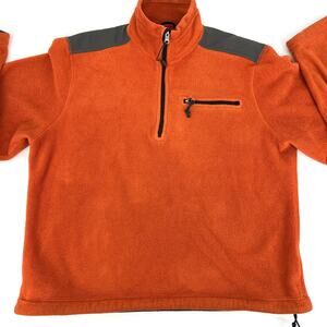 J. Crew Mens Orange Polartec ½ Zip Pullover Size XL **READ**